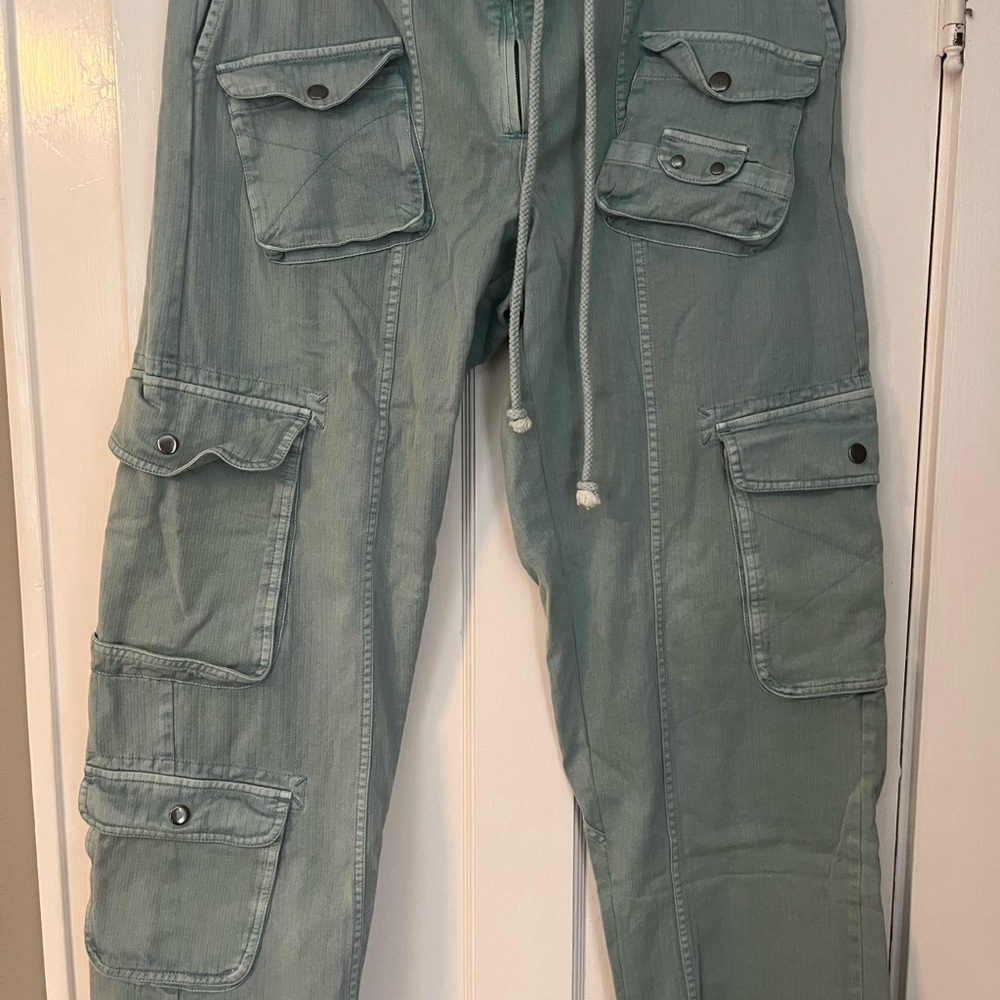 Free People women’s size large  Cargo Pants in pale, muted teal